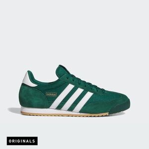 adidas Green and White Low-Top Suede Sneakers